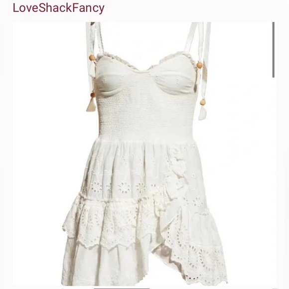 LoveShackFancy Olani Mini Dress in Ivory White - Picture 5 of 11